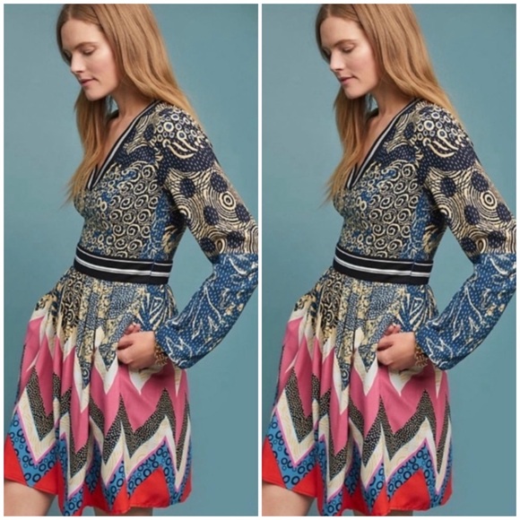 Maeve Dresses & Skirts - ANTHRO MAEVE 🤩 RARE! From Anthropologie Graphic Banded Dress - Size 14